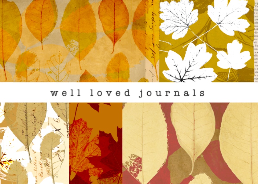 Creative papers with autumn leaf prints 