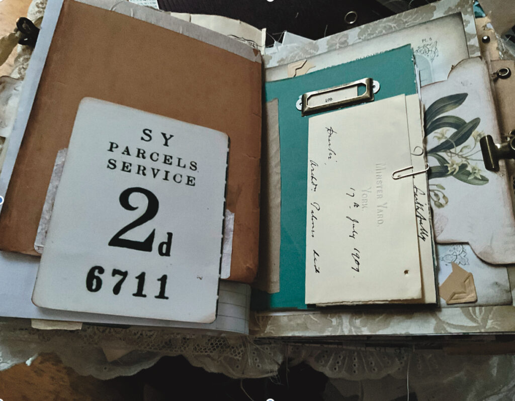 An open vintage junk journal