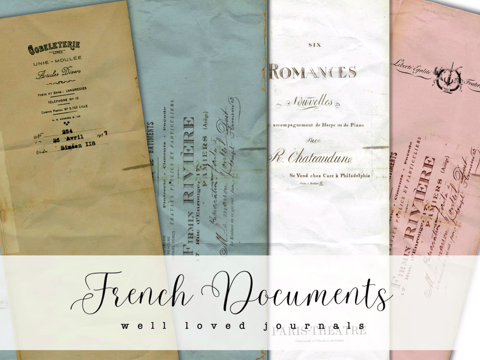 10 tall French documents printable papers for junk journaling and vintage crafting